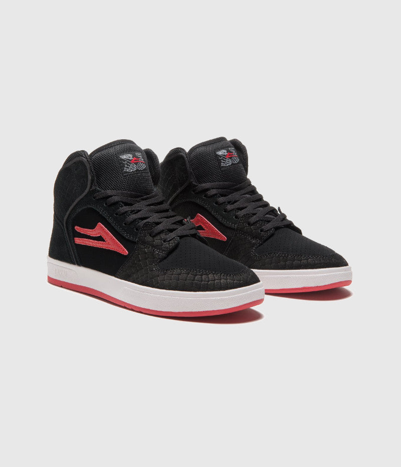 Lakai x Doomsayers Telford Skate Shoes Black/Red Suede