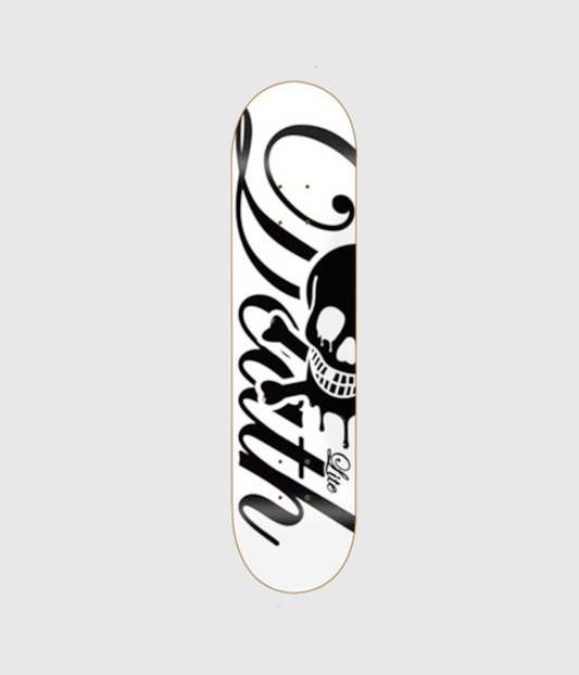 Death Skateboards Script Life White/Black Popsicle 2 Skateboard Deck 8.125"