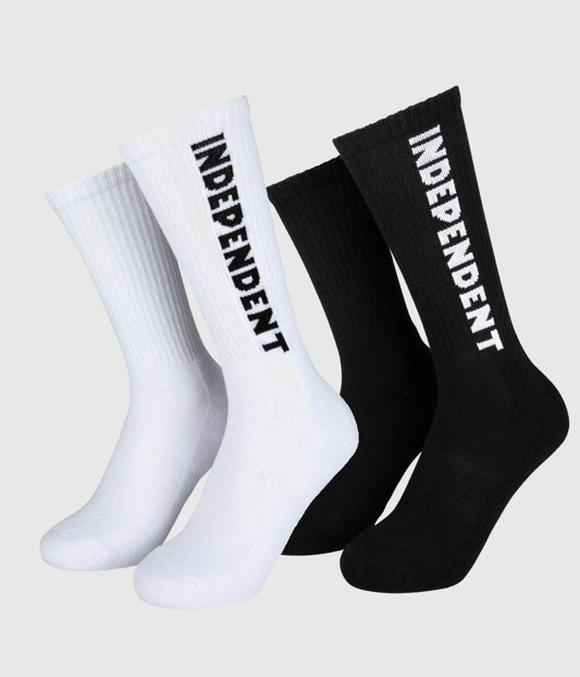 Independent Sock Baseline (2 Pack) White & Black Size UK 8-11