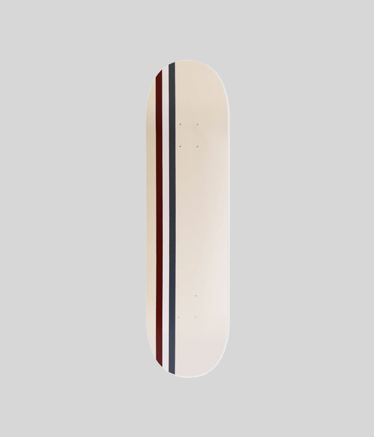 Skateboard Cafe Stripe Cream/Burgundy/White/Navy Skateboard Deck 7.75"