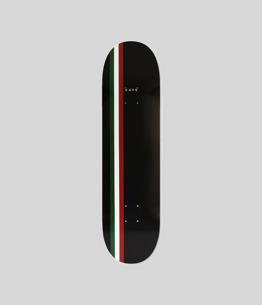 Skateboard Cafe Stripe Black/Burgundy/White/Forest Skateboard Deck 7.75"