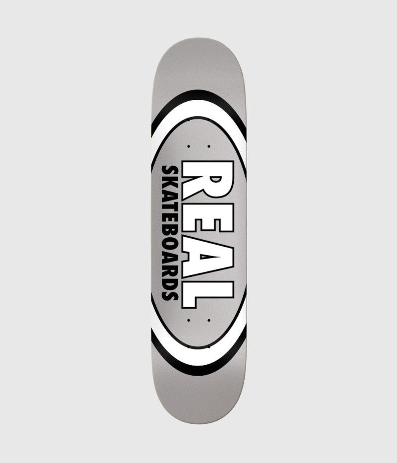 Real Skateboards Team Oval Grey Skateboard Deck Midi 7.75"